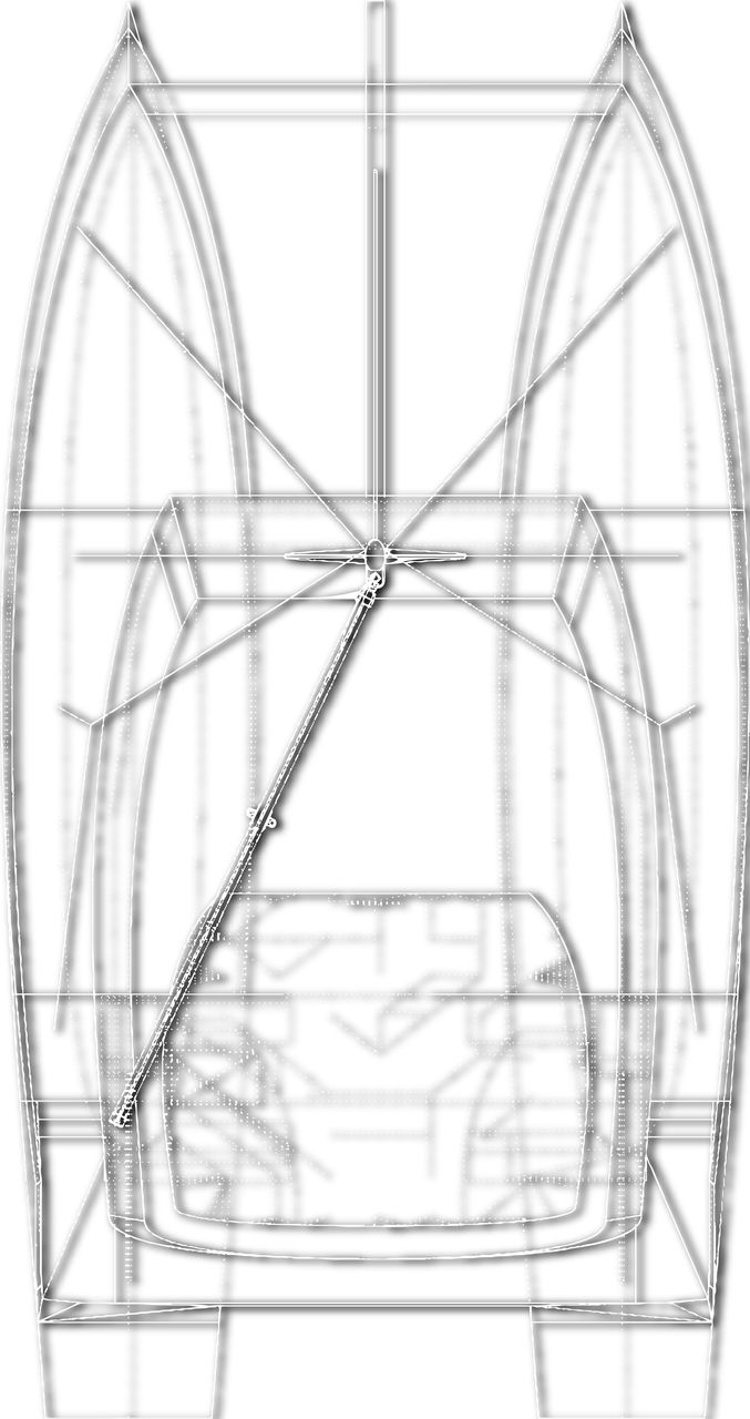 Catamaran structure wireframe, top view