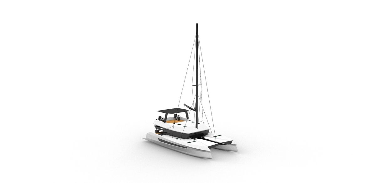 Sailing catamaran concept render