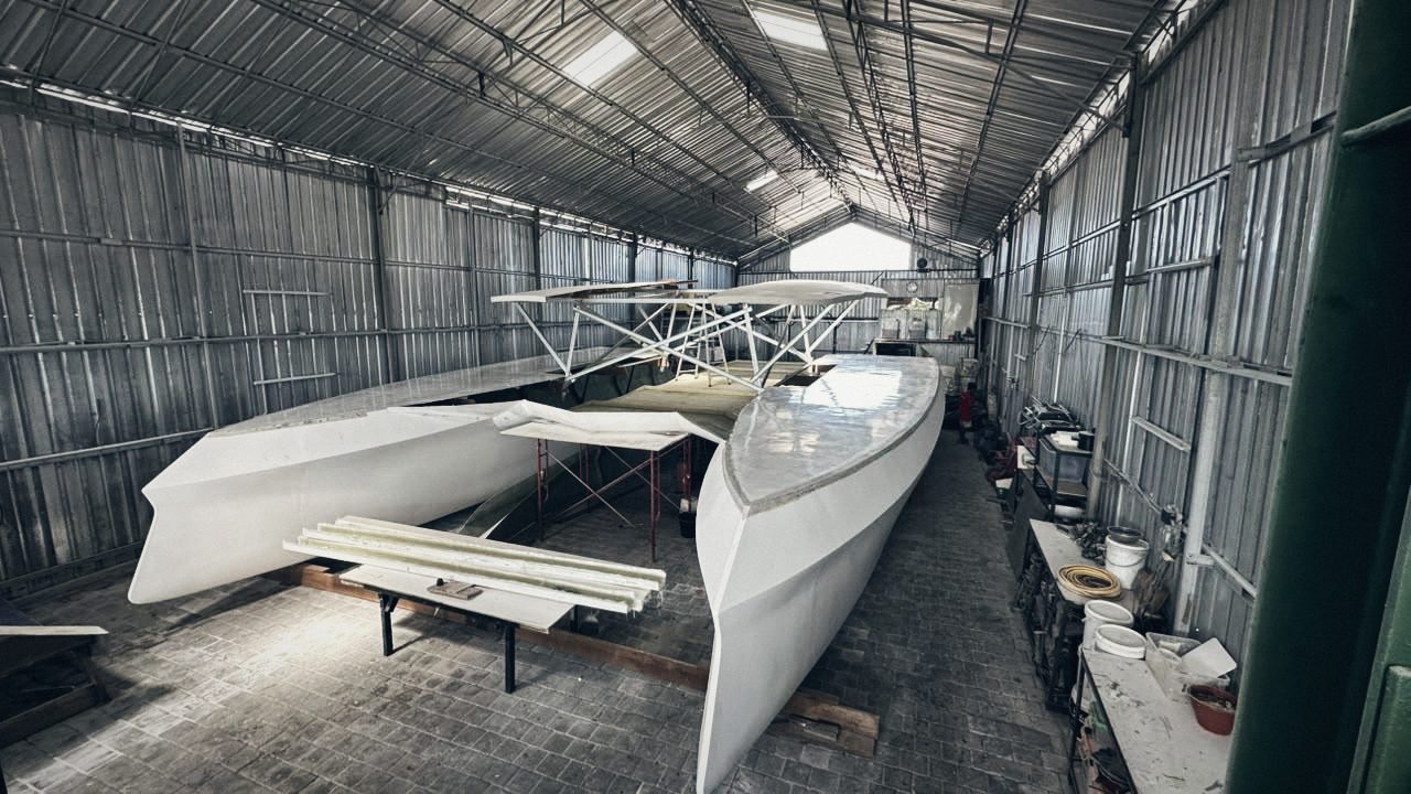 Vision 59 hulls in the EssesWorks shed